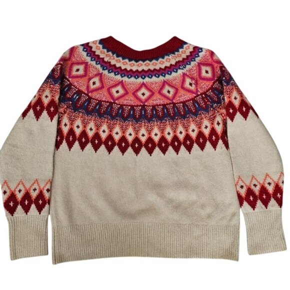 St. John's Bay Women's Beige Red Fair Isle Knit Pullover Sweater Size Medium - Picture 3 of 11